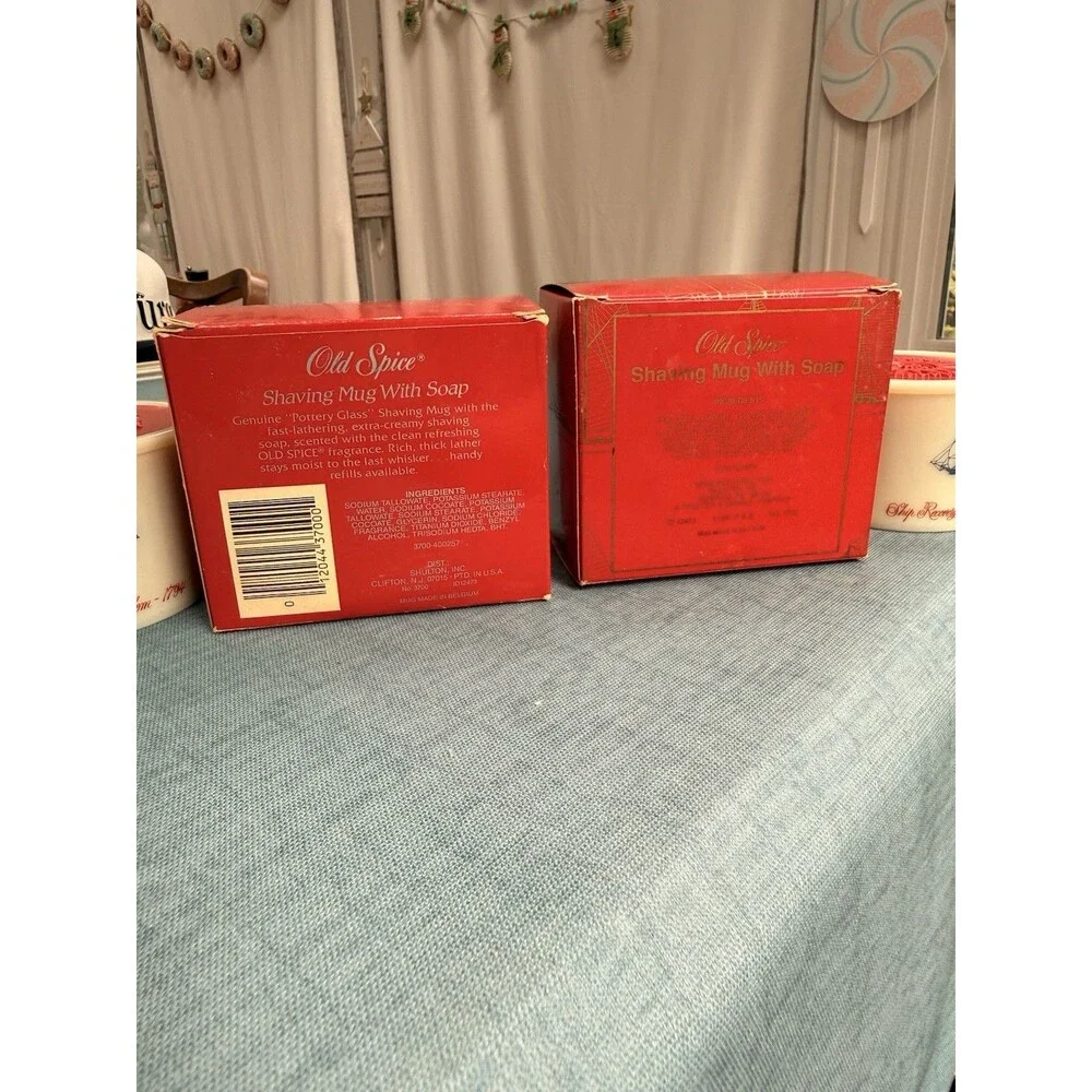 Vintage Old Spice Shaving Mug Refill Soap 3 Oz Lot of 2 w/ Brush Shulton